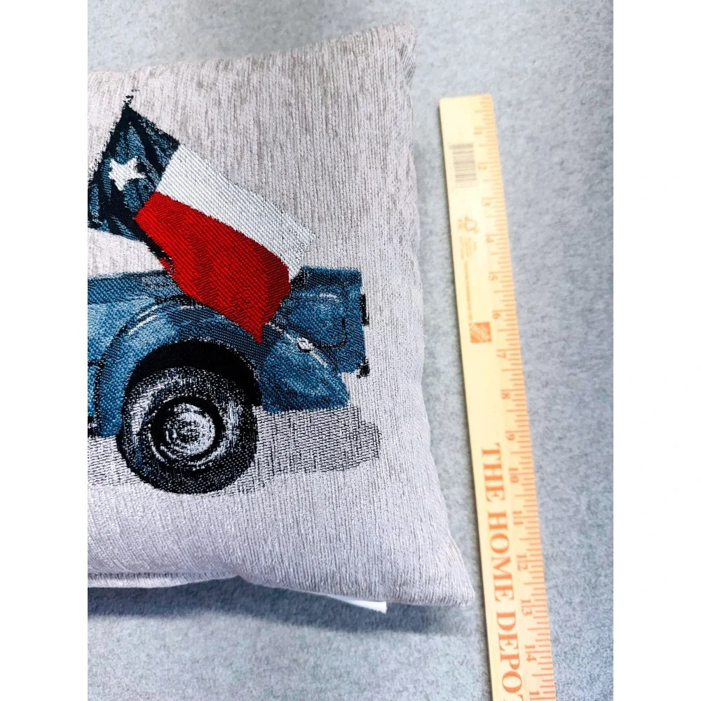 Kohl's Decorative Pillow Unisex 13x18 Multi Texas Flag‎ Blue Vintage Truck New